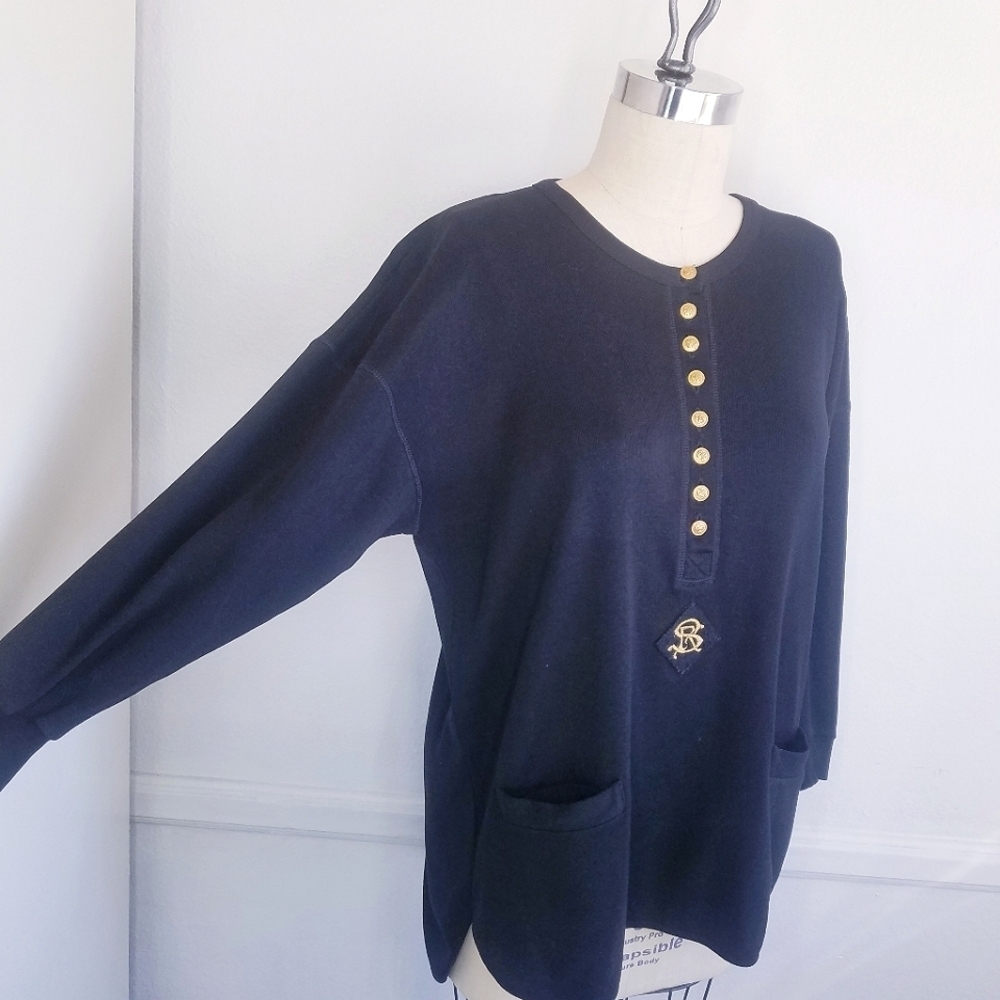 🌸 Sonia Rykiel | Long Sleeve Tunic + Gold Buttons and Pockets S